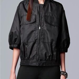 Simply Vera Vera Wang Black Bomber Jacket with Modern Design